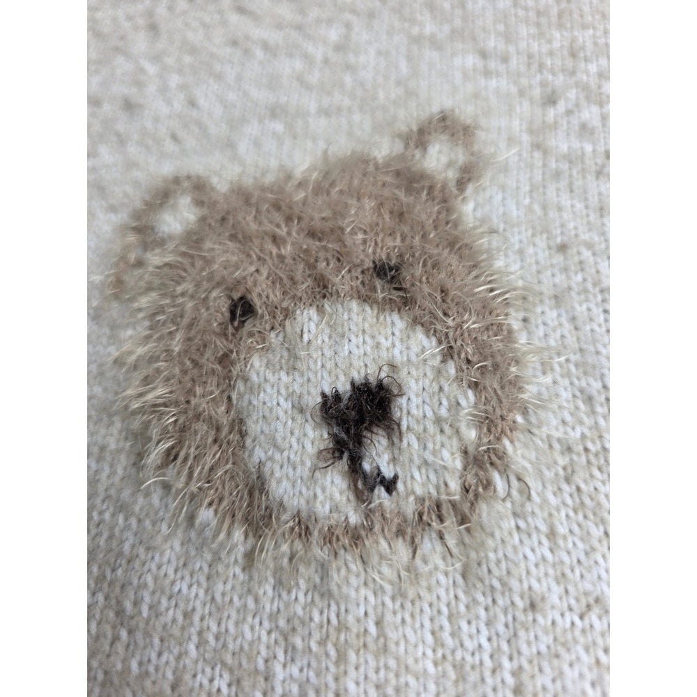 Wonder Nation Kids XL 14-16 Teddy Bear Knit Sweater Beige Oatmeal Cottagecore - Picture 3 of 6